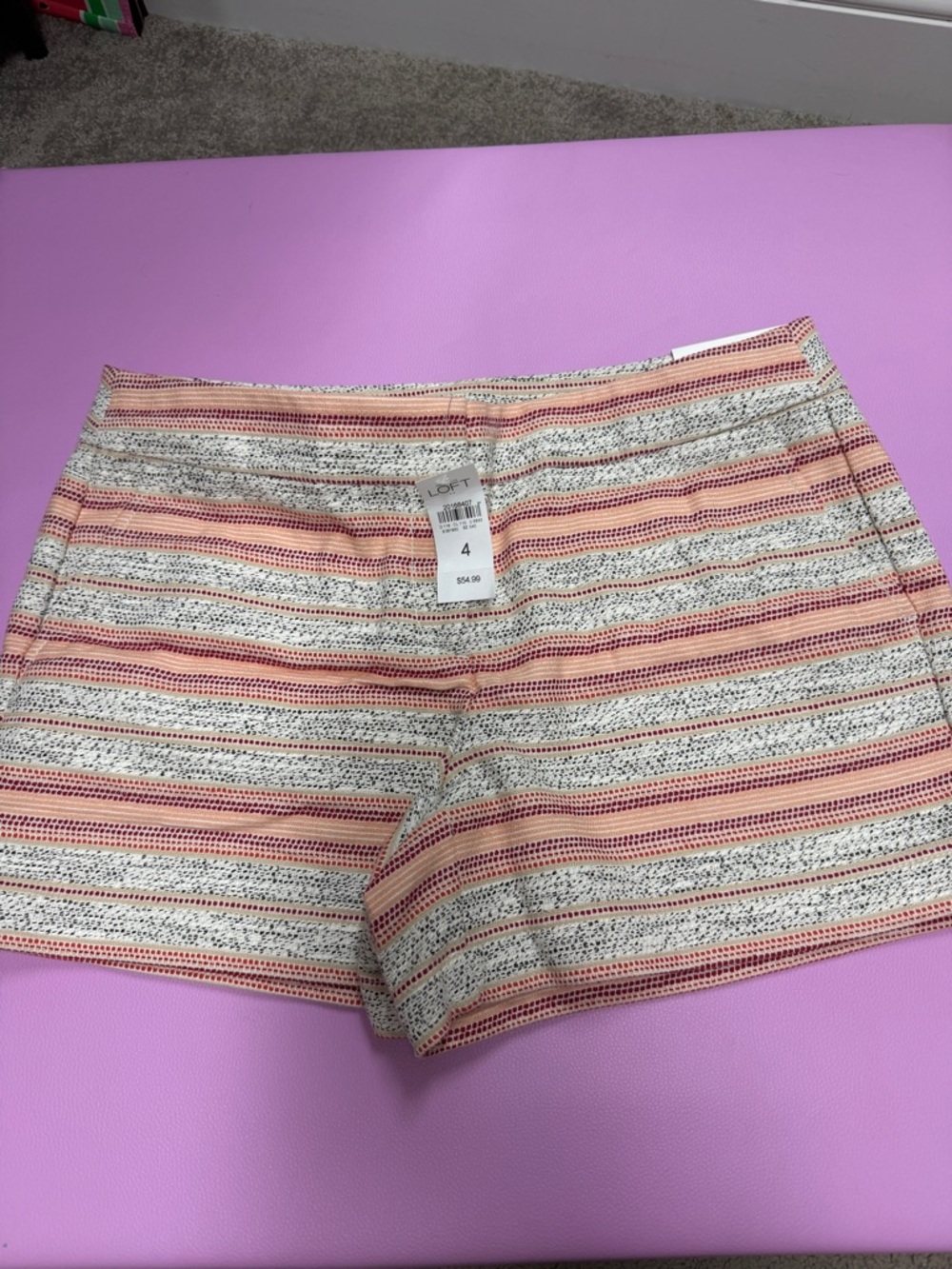 LOFT Pink and Cream Striped Women’s Shorts